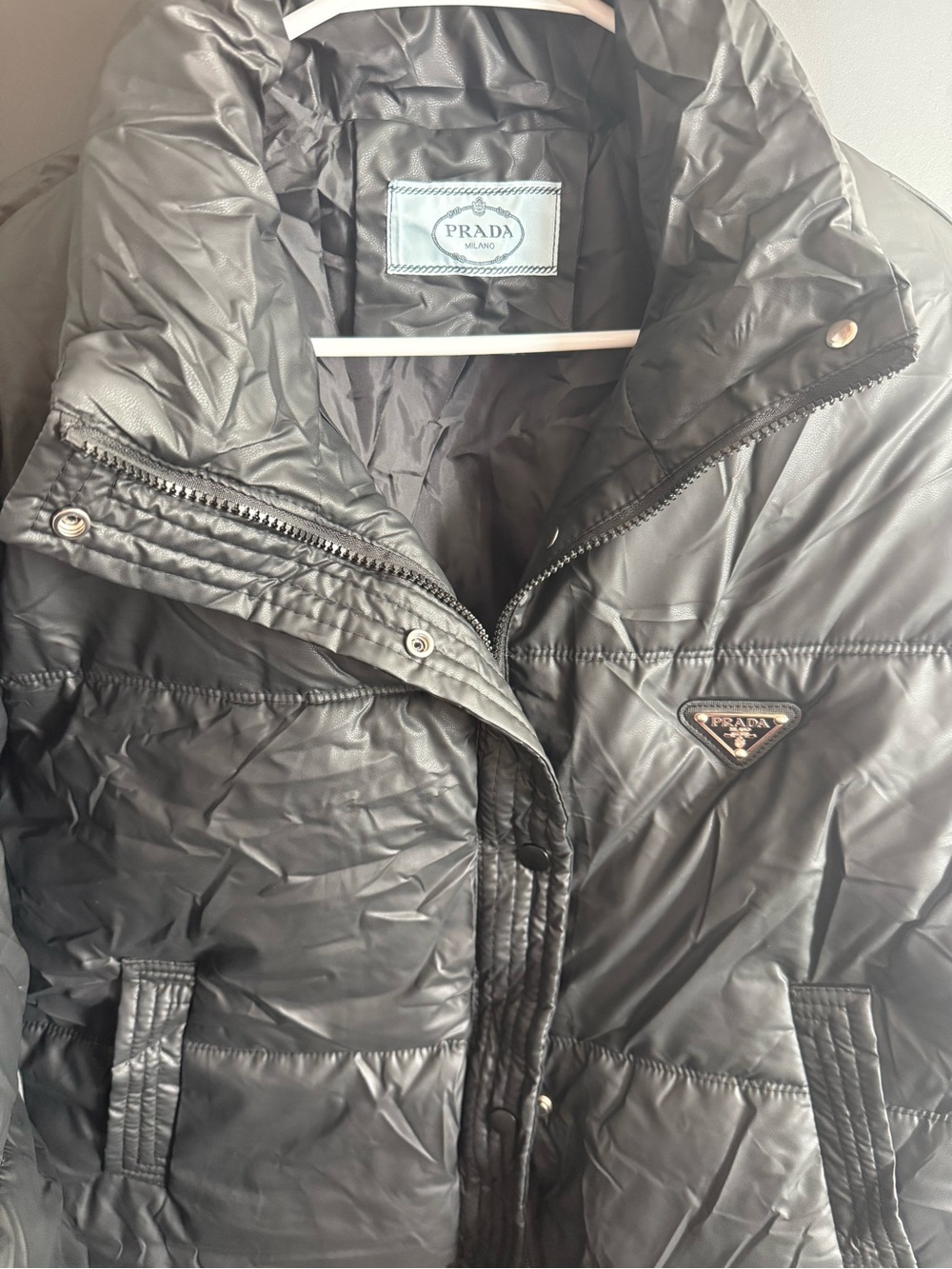 Prada Black Quilted High-Collar Puffer Jacket